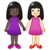 👩🏿‍🤝‍👩🏻 women holding hands: dark skin tone, light skin tone display on Samsung